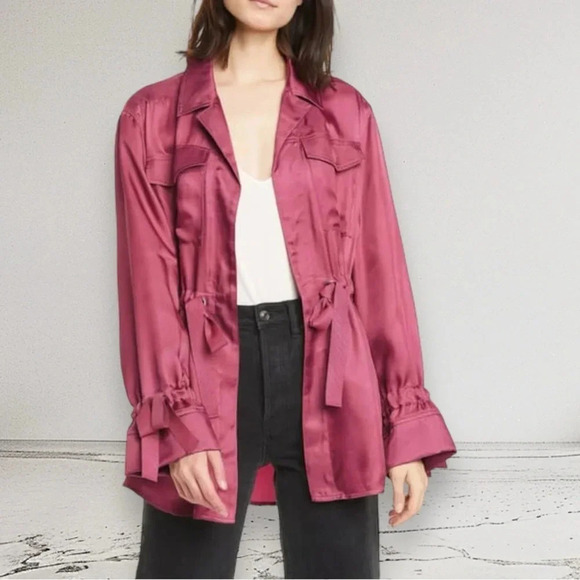 NWT CINQ À SEPT MathieuTwill Satin Jacket Mauve Pink Size M - Picture 16 of 17